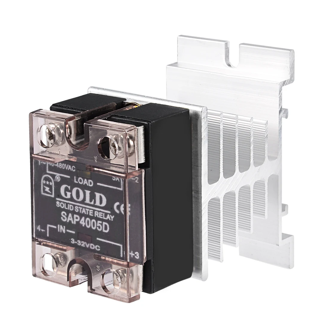 

uxcell SAP4005D DC 3-32V to AC 140-480V 5A Single Phase Solid State Relay Module DC to AC