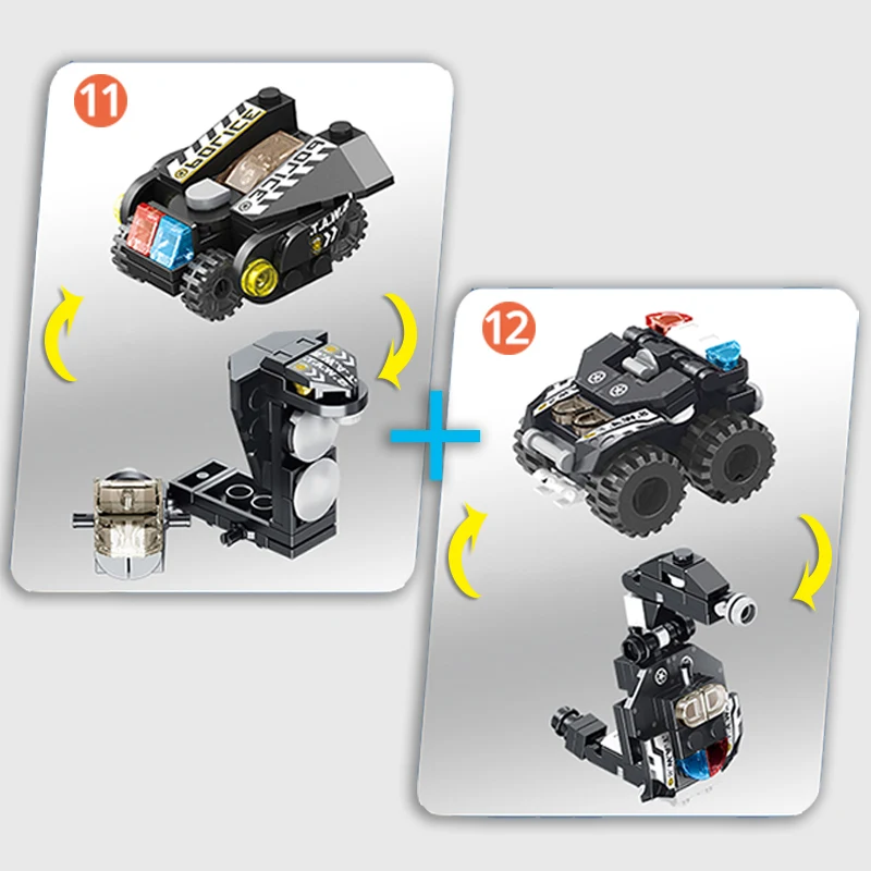Городской Строительный кирпич инженерный кран строительные блоки грузовик робот автомобиль укладки игрушка вертолет военный самолет полицейский катер подарок для ребенка - Цвет: Black-NO.11-NO.12