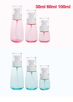 

30ml 60ml 100ml Transparent Pink Fine Mist Spray Bottle Emulsion Liquid Bottle Travel Portable Refillable Empty Plastic Bottles