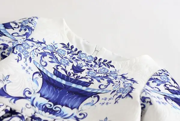 Весеннее качественное платье для девочек детское Брендовое платье vestidos детская праздничная одежда синий цветочный принт с тремя рукавами от 4 до 14 лет