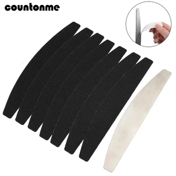 

Stainless Steel Nail File Replacement Nail Buffer Block Metal Handle With 10 pcs Black Sand Paper Strips Sanding Manicure File