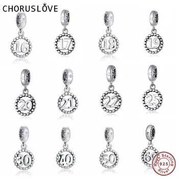 

Choruslove New Arrival 925 Sterling Silver Special Number Digital Pendant Charm fit Brand Bracelets for Birthday Gift SS3806