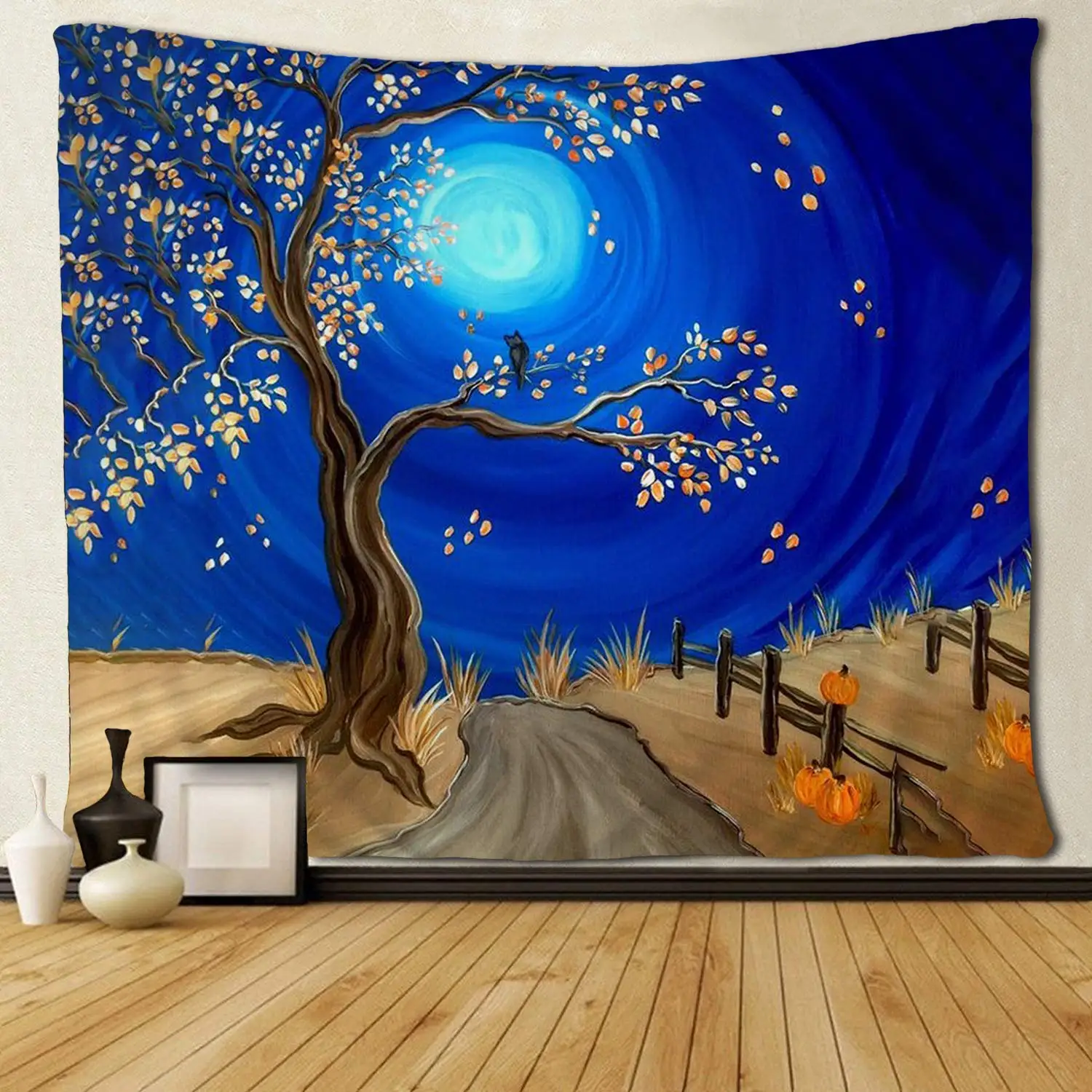 

Swirl Night Beautiful Trees and Birds Tapestries Home Decorations
