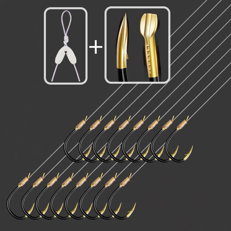 8 Pairs Carbon Steel Luminous Fishing Hooks Double Barbed Hook With