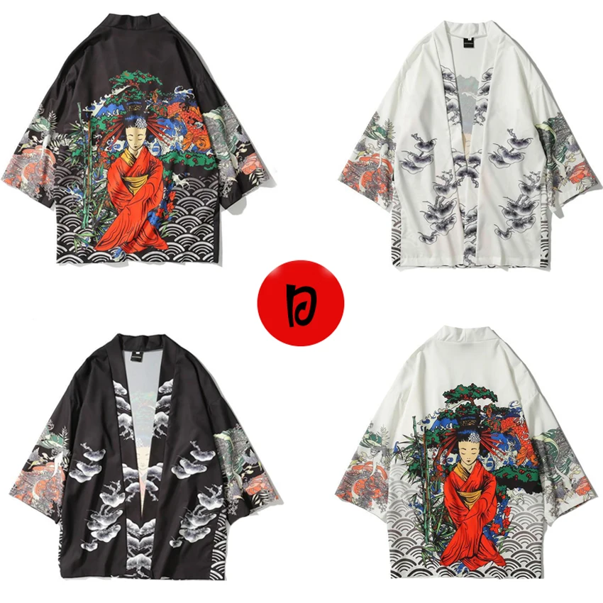 Японская одежда стильный женский кардиган с цветочным принтом для мужчин