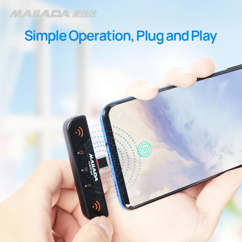 Mailada VLOGGO3 UHF Беспроводной Микрофон Студийный мини-микрофон для телефона Android huawei Xiaomi samsung DJI Osmo mobile 3 PK Rode GO