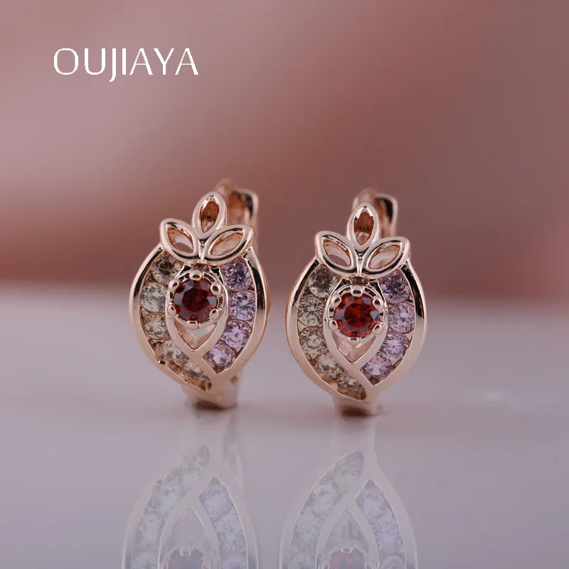 Женские круглые серьги OUJIAYA серьги-подвески из розового золота 585 пробы с