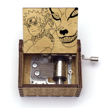 

Anime naruto Namikaze Minato kakashi print Hand Cranked Wood Music Box Castle In The Sky Christmas Gift cosplay friend gift