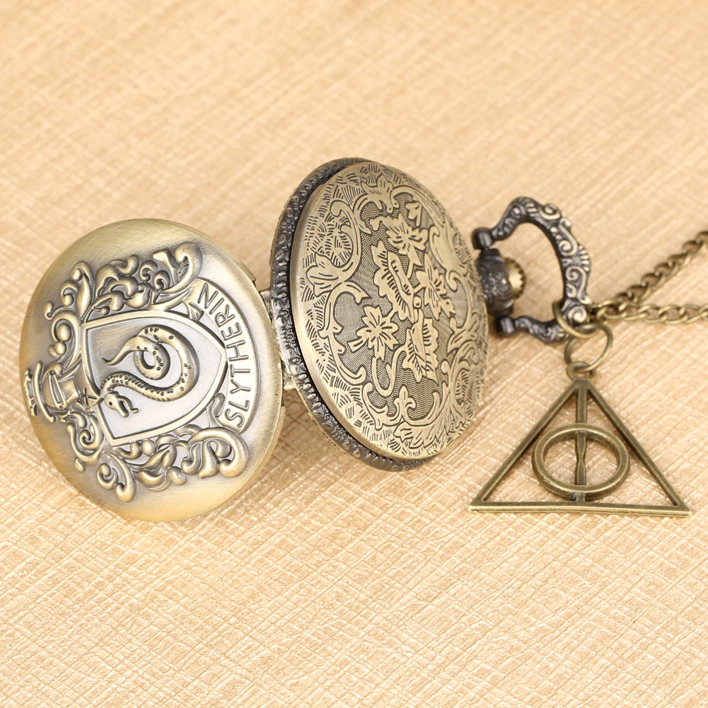Карманные часы Slytherin для колледжа Гарри Хогвартс аналоговые в виде кулона женщин