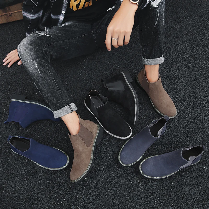 UNN/новая стильная зимняя Рабочая обувь ботинки «Челси» мужские безопасные уличные ботильоны с острым носком на меху Мужская обувь ботинки