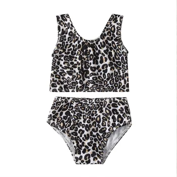 

1-5Years Kids Baby Girl Swimwear Leopard Bikini Summer Fashion Baby Girl 2 Pieces Sets Belt Tank Crop Tops Shorts Girl Swimsuit