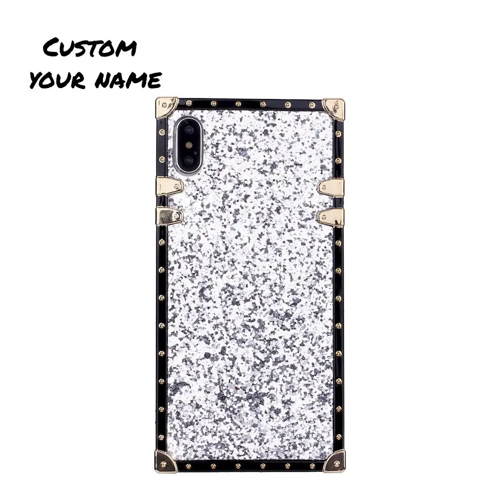 Silver Glitter Индивидуальный блестящий чехол для телефона с именами, Роскошный чехол для iPhone 11 Pro 6S 7Plus 8Plus 7 8 XR X XS Max - Цвет: Silver Glitter