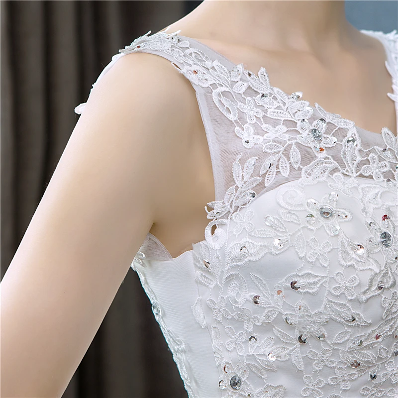 bridesmaid 2022 New Sexy V-neck Lace Wedding Dress Sleeveless Floral Print Ball Gown Wedding Dress Fashion Simple Estidos De Noivas lace wedding dress