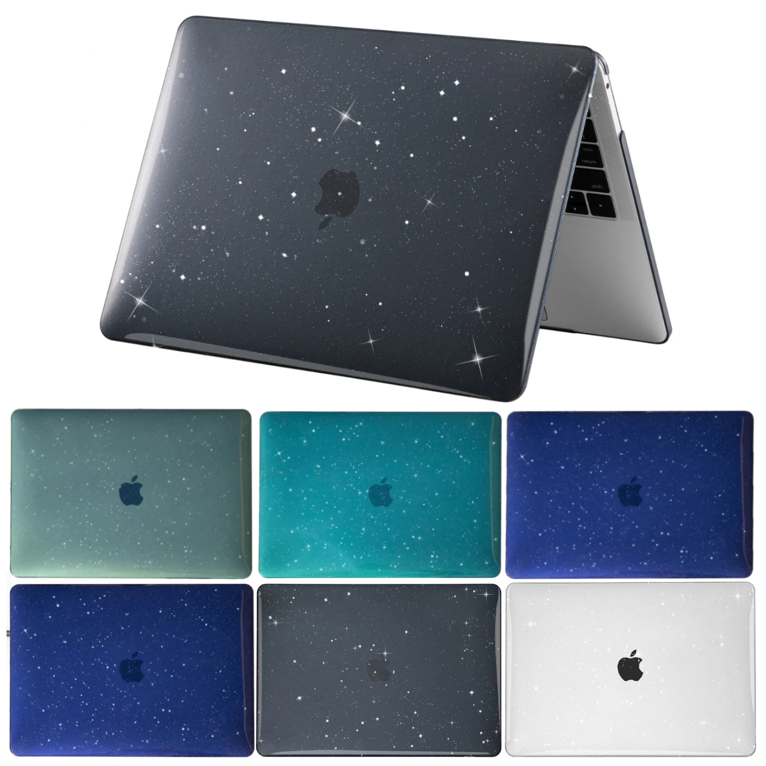 Lunso - Housse - MacBook Air 13 pouces (2020) - Blauw Glitter