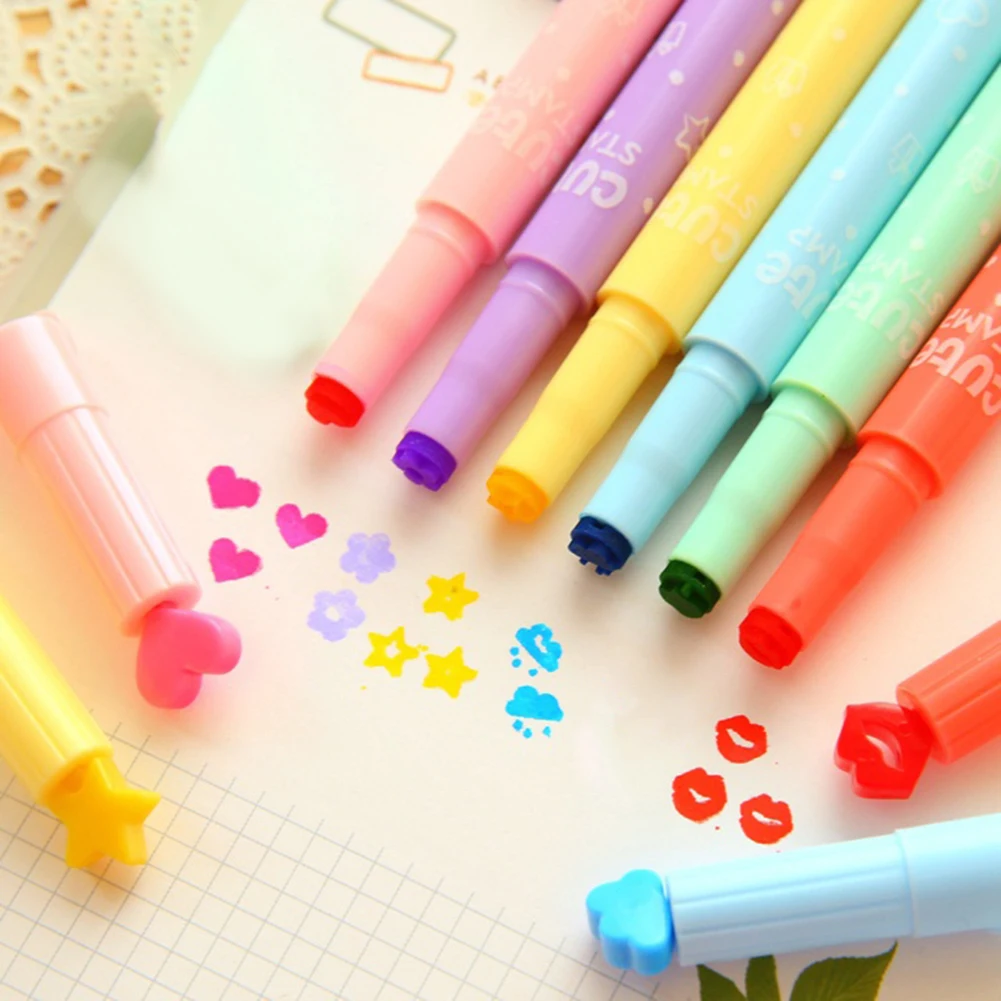 6 шт. милые конфеты цвет штамп выделители ручка креативная маркировочная ручка канцелярские принадлежности