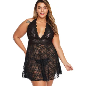 

Plus Size Women Sleepwear Nightdress Sexy Nightwear Lace One-Piece Sexy Night Wear Lingerie Underwear Ladies Homewear #W