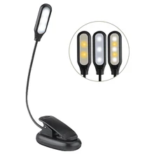 110lm 3 tryby lampka do czytania USB akumulator elastyczny 1W 5 lampka LED z klipsem czytanie lampka nocna jasność tabela lampka biurkowa lampka nocna