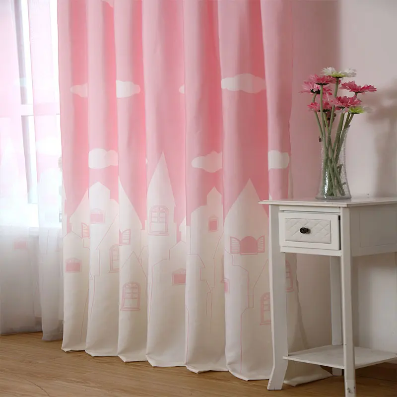 Детские шторы с рисунком принцессы розового цвета для маленьких девочек, детские полузатемненные занавески для спальни, 3 цвета на выбор