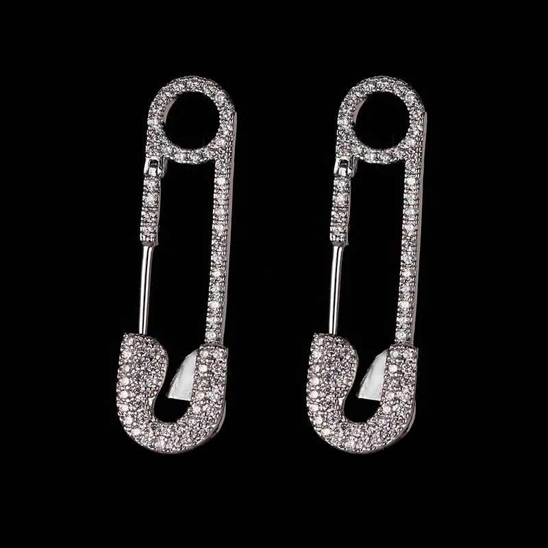

Fashion New Jewelry Unique Silver-color Pin Earring Brand Design Stud Earrings For Women