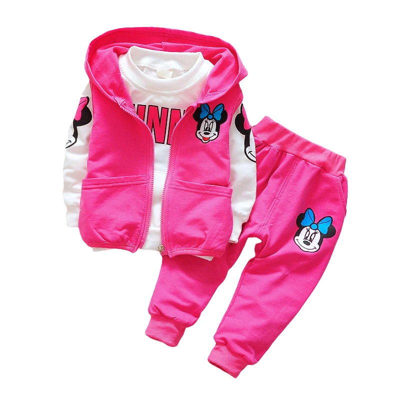 Г. Комплект одежды с Минни для маленьких девочек, детские осенние комплекты из 3 предметов куртка с капюшоном, пальто, жилет, костюмы хлопковая одежда с героями мультфильмов для мальчиков