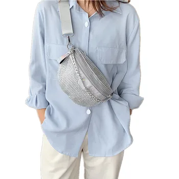 

Fashion Bling Diamond Waist Bags For Women 2020 Fanny Packs Belt Bag Splice Crossbody Bags for Chest Purse Waist Packs