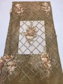 

Hot sales 5 yards African Tulle Lace Fabrics With Stones Embroidery Net Lace African French Lace High Quality With Beads FFZ94