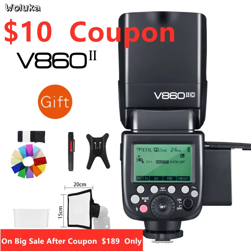 Вспышка Speedlite для литий-ионной батареи Godox V860II-S 860II-N V860II-C GN60 TTL HSS S/N/C/O/F CD50 T03Y |