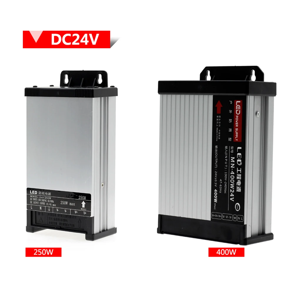 Светодиодный наружный источник питания с защитой от дождя DC12V/DC24V AC190-240V 60 Вт 100 Вт 200 Вт 250 Вт 400 Вт Светодиодный драйвер импульсный источник питания