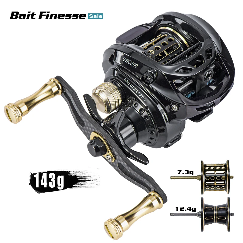 

GBC200 142g Ultralight Carbon Fiber BFS Baitcasting Fishing Reel Double Spool Fishing Bait Smooth Casting Reel UL Fishing Reel