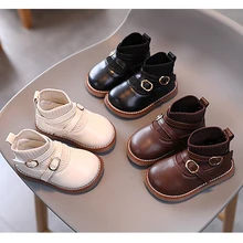Bottes de princesse pour filles, chaussures de bébé décontractées, épaisses, marron, à la mode, pour première marche, nouvelle collection printemps automne 