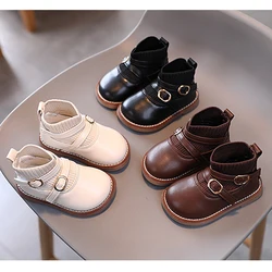 Girls Princess Boots Spring Autumn Solid Baby Casual Shoes Thick Children Dress Shoes Kids Fashion Brown First Walker Shoes New