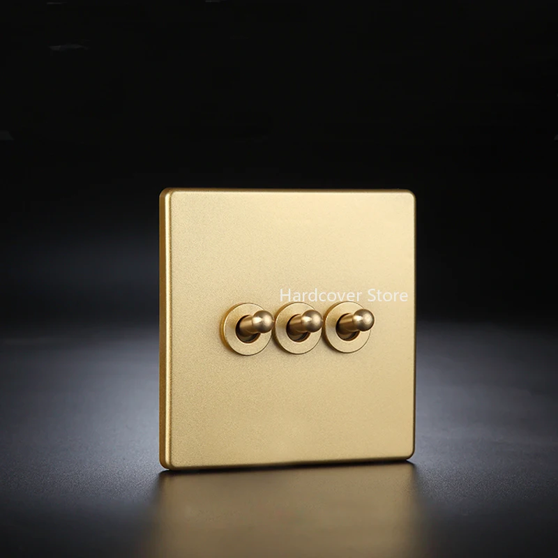  High Quality 86 Type Retro Champagne Gold Wall Lamp Brass Toggle Switch 1-4 Gang Single Dual Contro - 4000147237959