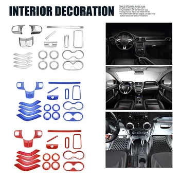 

18pcs/set Self-adhesive ABS Car Decoration 4 Door Durable Easy Install Interior Trim Kit Modification For Wrangler JK 2011-2017