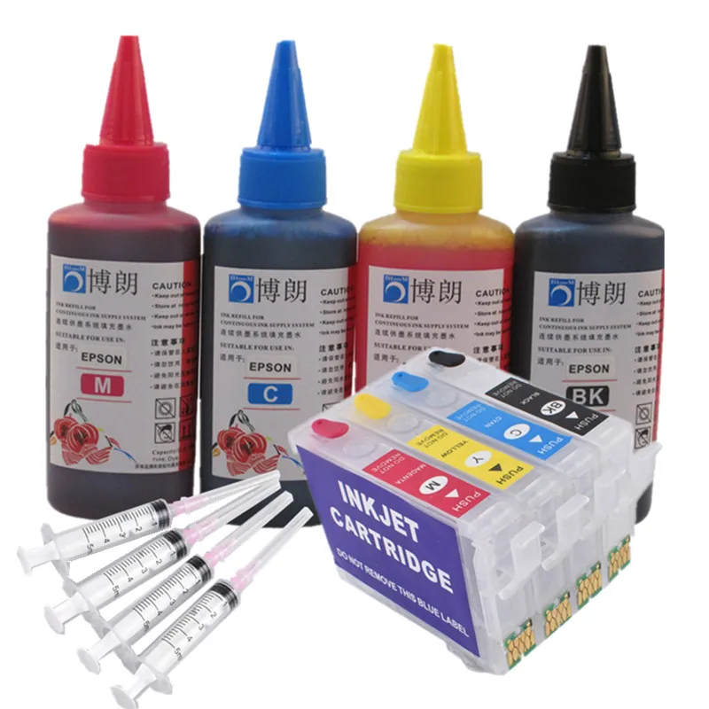 Kit de cartuchos e tintas para recarga em impressoras epson, chip arco, 502xl 502