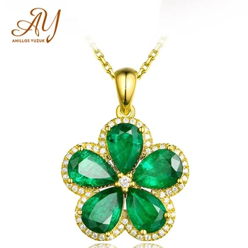 

Anillos Yuzuk Flower Gemstone Nano Emerald Pendant With Chain 925 Sterling Silver Necklaces For Women Wedding Gift Fine Jewelry