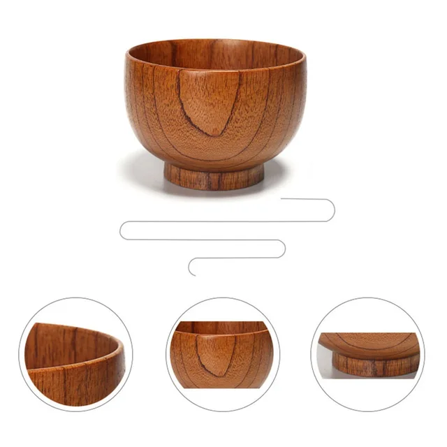 Japanese Style Wooden Bowl Natural Wood Bowl Tableware for Fruit Salad Noodle Rice Soup Kitchen Utensil Dishes 7 Sizes 6