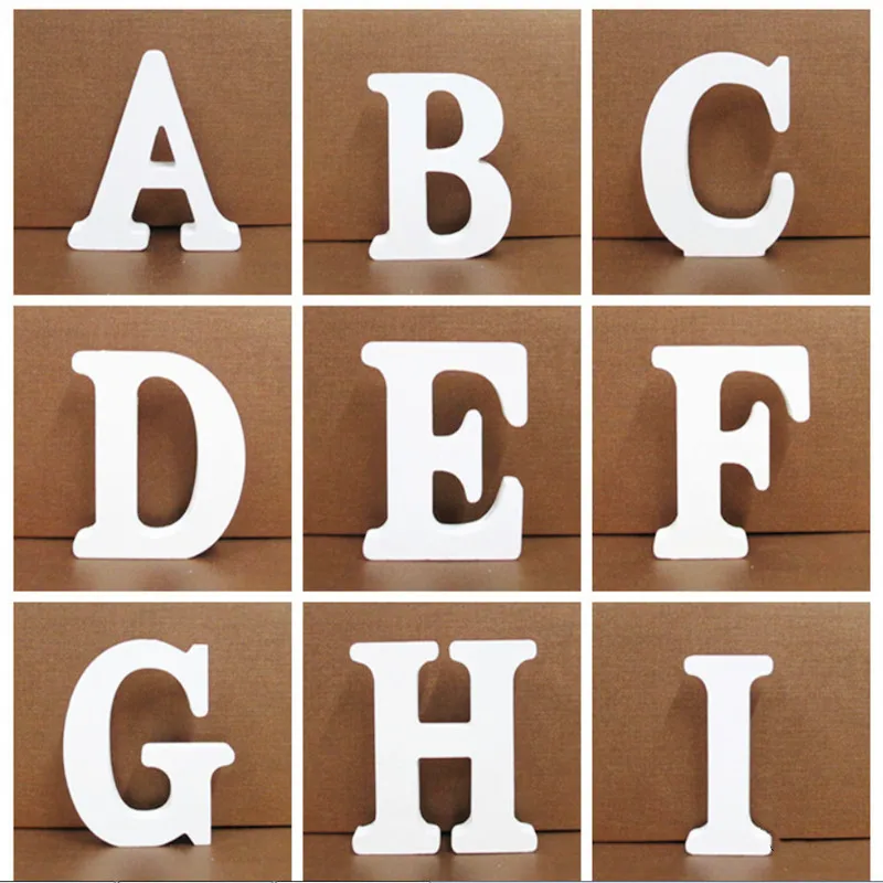 Wooden Letter Decor DIY 10CM White English Alphabet Personalised Name Design Wedding Party Home