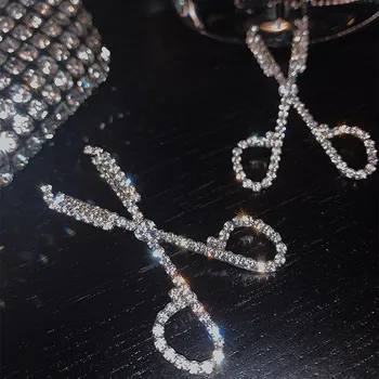 

Statement Rhinestone Big Scissors Stud Earrings For Women 2020 New Fashion Personality Pendientes Wedding Party Jewelry