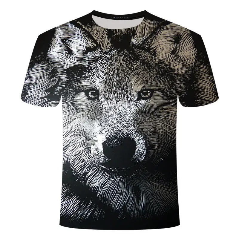 New Summer Super Clear Wolf King 3DT Shirt Men Men T-Shirt Compression Fitness Short Sleeve Brand Tee Shirt Tops&Tees