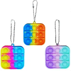Pop It – jouets sensoriels pour adultes et enfants, pour soulager l'autisme, Mini porte clés carré, livraison gratuite 
