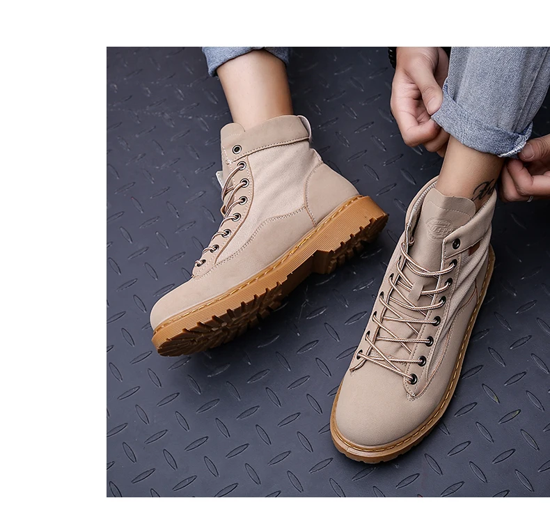 Men anti-slip breathable ankle boots waterproof high street fashion doc martens boots black grey brown lace up round-toe motorcycle boots soft comfortable work shoes safety (9)