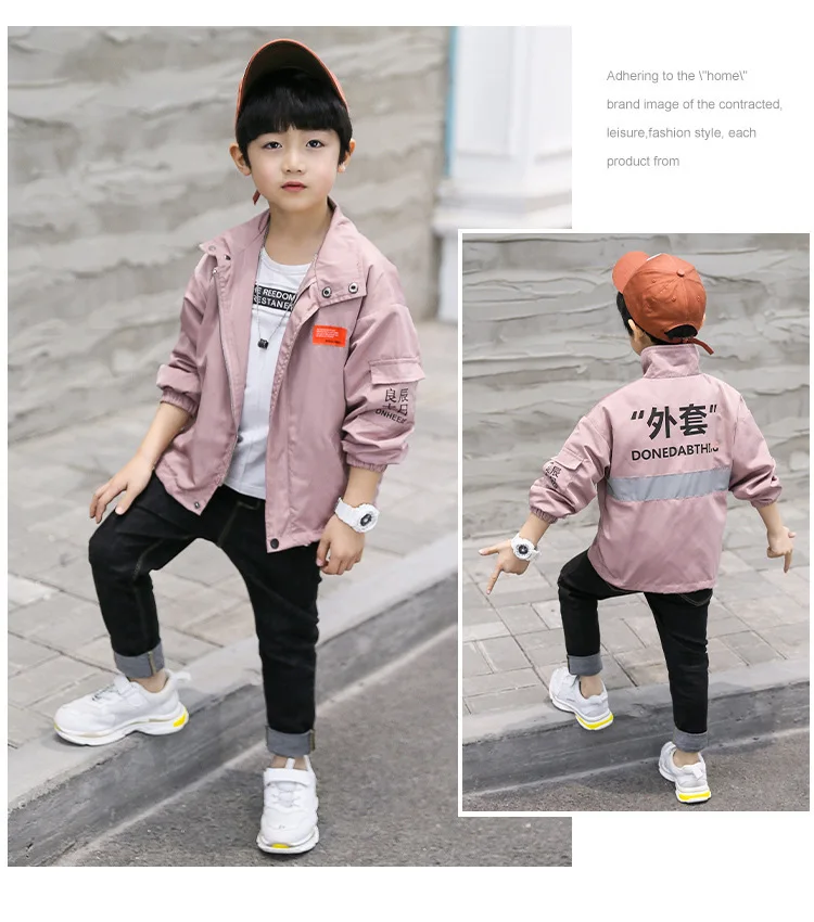 Autumn Jacket for Boys Kids 4 6 8 10 12 Years Children Long Sleeve Teenage Clothes Big Boys Chinese Language Coat Boys Outerwear