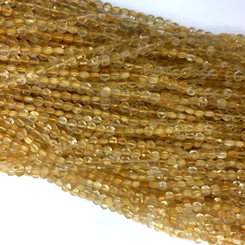 

Genuine Natural Clear Yellow Citrine Crystal Quartz Hand Cut Faceted Flat Coin Small Beads Necklaces or Bracelets 4mm 5mm 06166