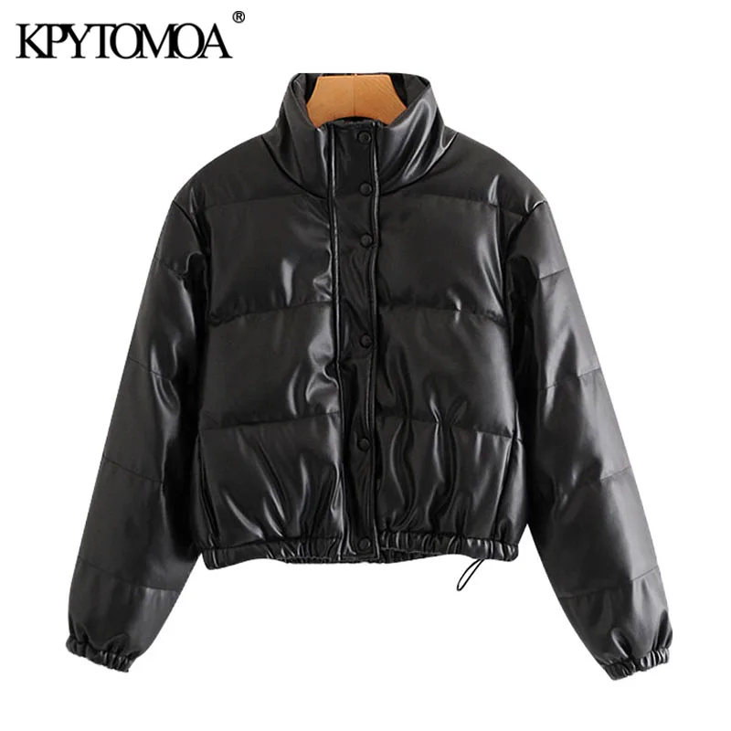 KPYTOMOA Женская коллекция 2021 года модная стеганая куртка из искусственной кожи