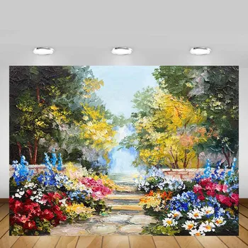 

Mehofond Spring Garden Baby Shower Backdrop Painting Flower Newborn Portrait Birthday Photography Background Decor Photo Studio