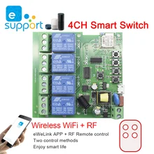 eweLink Smart WiFi Switch Module Receiver 4CH 5V 7V-32V 85V 220V 250V Home Automation WiFi 10A Timer Relay For Alexa Google Home