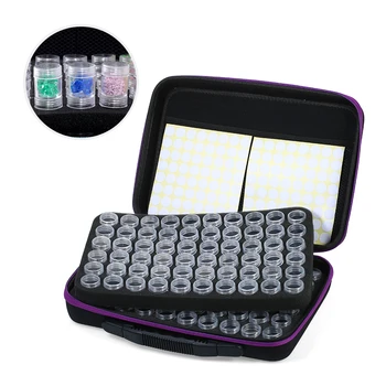 

EVA Diamond Storage Box with 120 Plastic Clear Bottles for Painting Accessory Tool Nail Art Rhinestones Storage Bag with Zipper