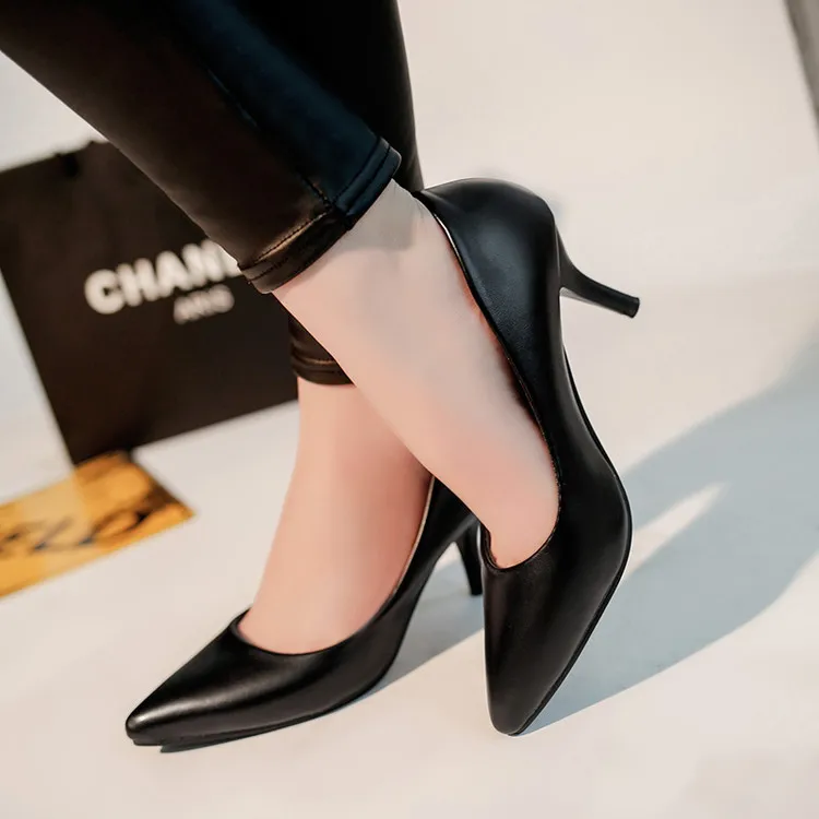 

2017 Spring And Autumn New Style Anti-slip High-Heel Low-Cut Thin Heeled Solid Color Shoes Simple High-Heel Business WOMEN'S Sho