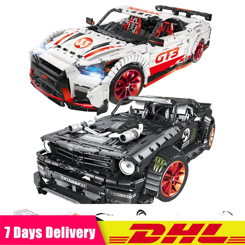 

2019 23009 Ford Mustang Hoonicorn RTR V2 Racing Car Power Function Led Light Technic 20102 MOC-22970 Building Block Bricks Kids
