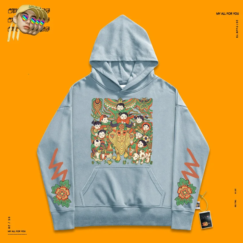 hoodie coat spoof hophip versatile leisure hoodiescouple Stickers Print Stickers Ins fashion silhouette leisure